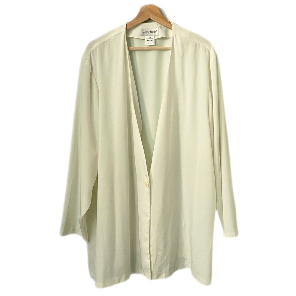 Graver Studio Cream Elegant Open Front Blazer Made in USA in Size 3X